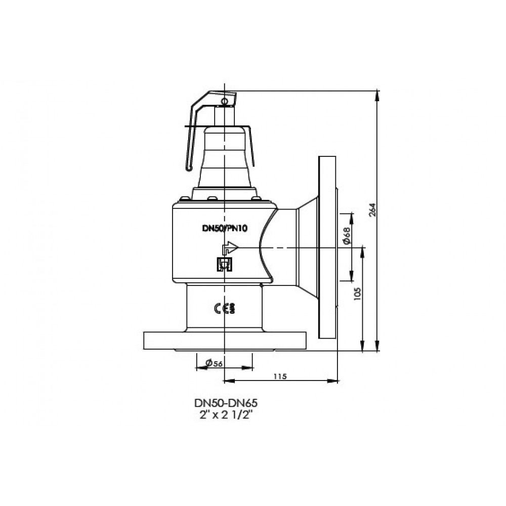 50100 Запобіжний клапан F DN50x65 10бар 50100