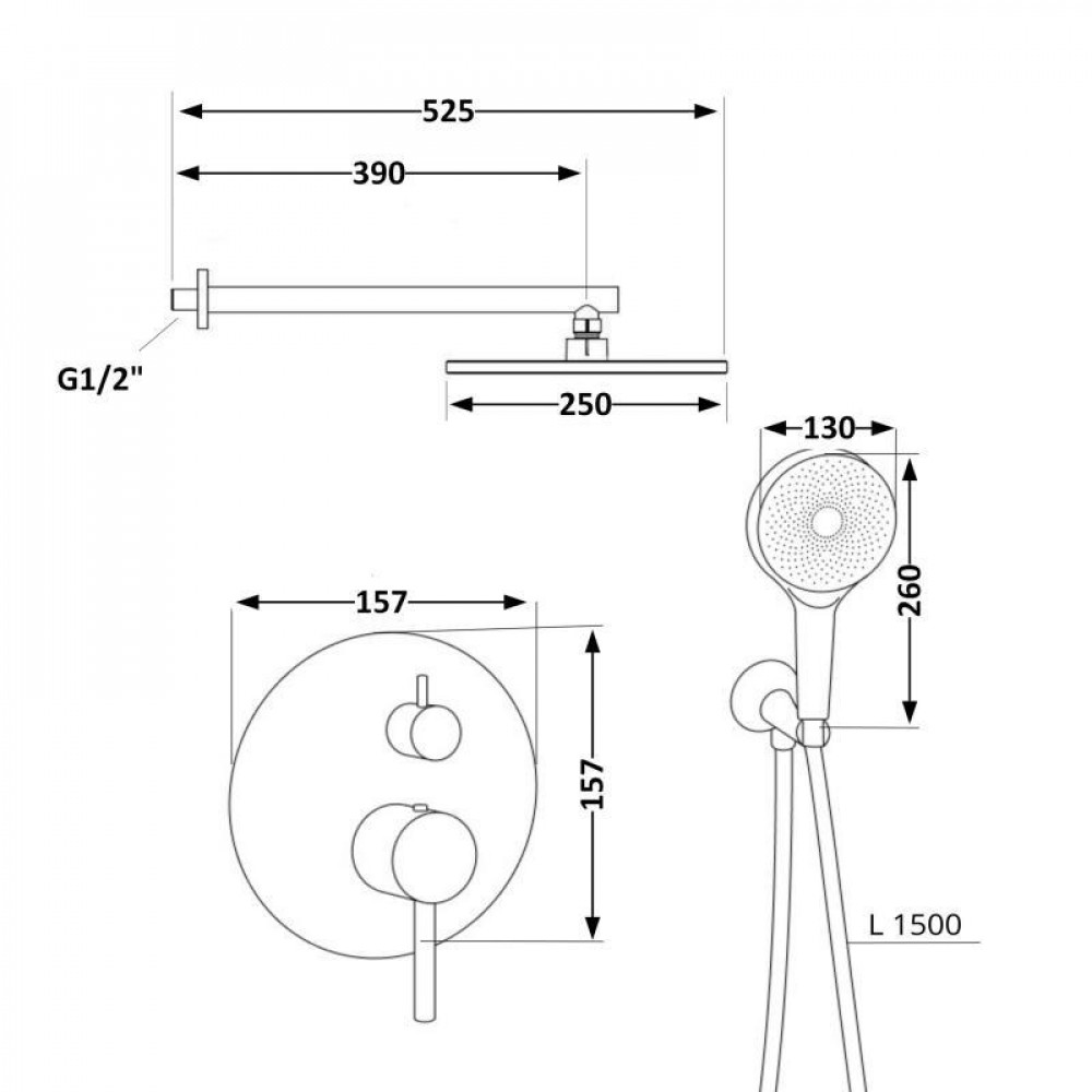 Душова система універсальна Qtap Scorpio прихованого монтажу на два споживача QTSCO113BLM45897 Black Matt SD00052021