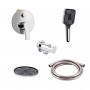 Комплект для душу Qtap Ustek Chrome: Змішувач QTUST6216107ODC + Лійки (QTRUC125CRM45952,QTHLA107CRM45948) + Шланг QTHADPVC200C + SD00053670