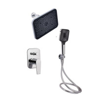 Комплект для душу Qtap Stenava Chrome: Змішувач QTST6245102DC + Лійки (QTRUC125CRM45954,QTHLA107CRM45784) + Шланг QTHADPVC200C +