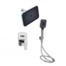 Комплект для душу Qtap Stenava Chrome: Змішувач QTST6245102DC + Лійки (QTRUC125CRM45954,QTHLA107CRM45784) + Шланг QTHADPVC200C +
