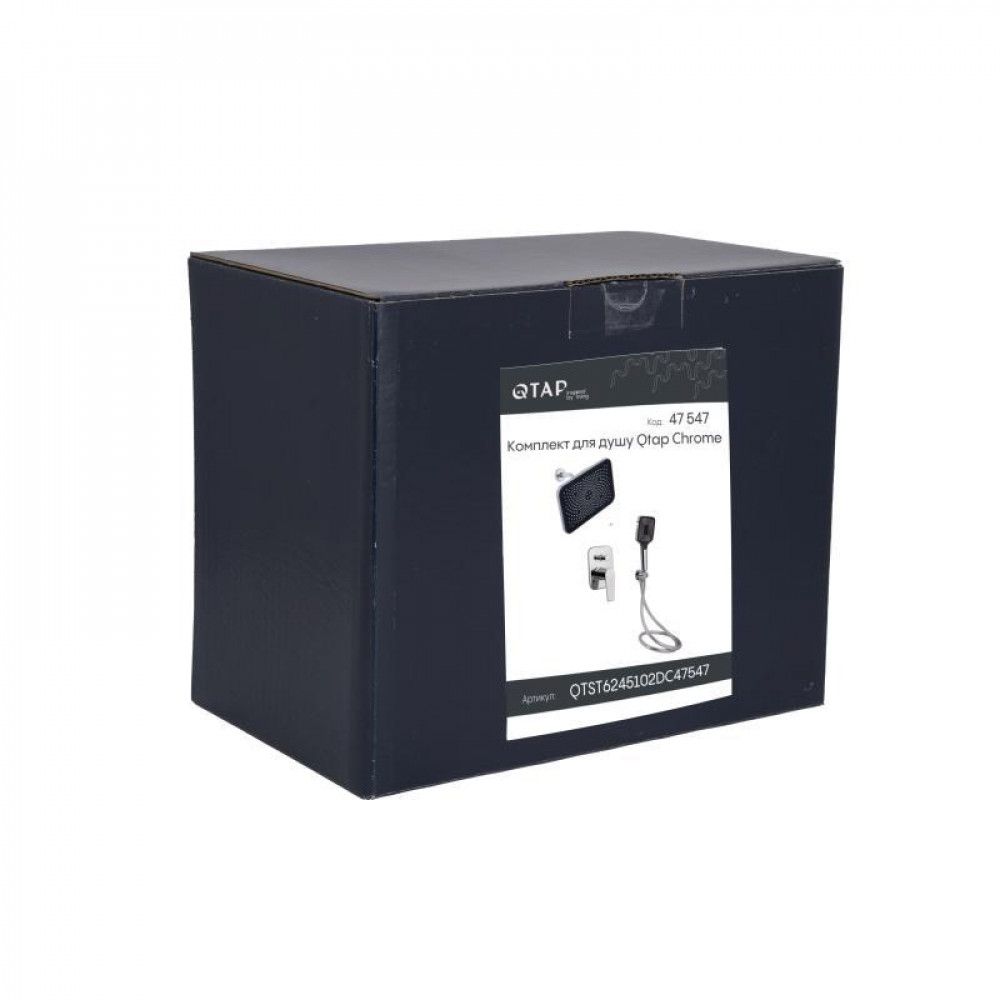 Комплект для душу Qtap Stenava Chrome: Змішувач QTST6245102DC + Лійки (QTRUC125CRM45954,QTHLA107CRM45784) + Шланг QTHADPVC200C + SD00053671