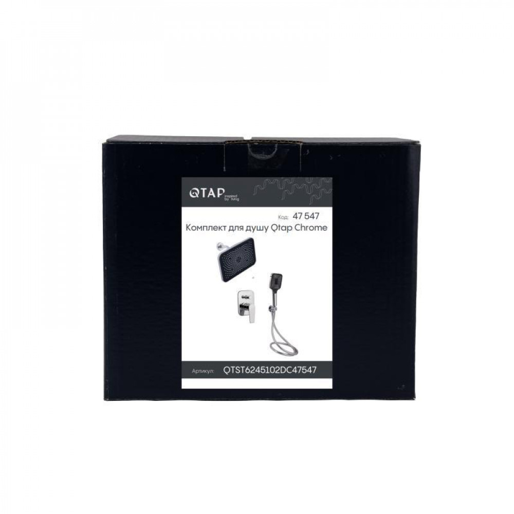 Комплект для душу Qtap Stenava Chrome: Змішувач QTST6245102DC + Лійки (QTRUC125CRM45954,QTHLA107CRM45784) + Шланг QTHADPVC200C + SD00053671