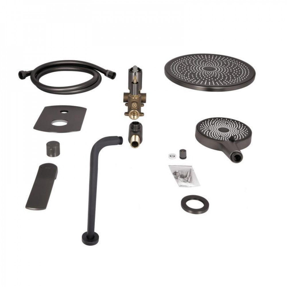 Душова система універсальна Qtap Slavonice прихованого монтажу на два споживача QTSLA113GMB45899 Gunmetal SD00052023