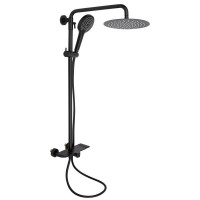 Душевая система универсальная Qtap Sloup на три потребителя (с изливом) с полкой QTSL51105OGB Black Matt