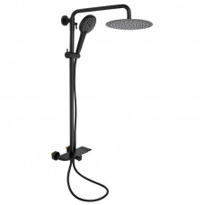 Душова система універсальна Qtap Sloup на три споживача (з виливом) з полицею QTSL51105OGB Black Matt