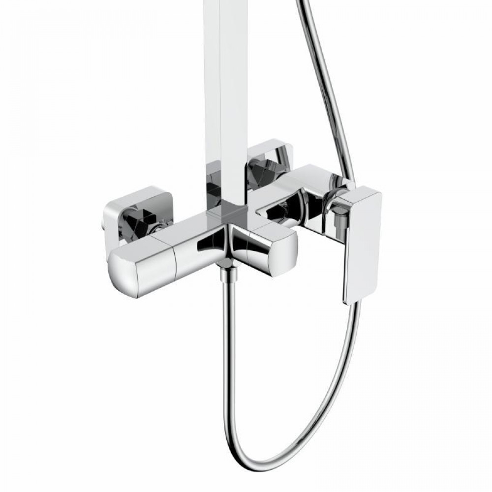 Душова система для кабіни Qtap Capricorn на три споживача (з виливом) 53103KNC Chrome SD00047514