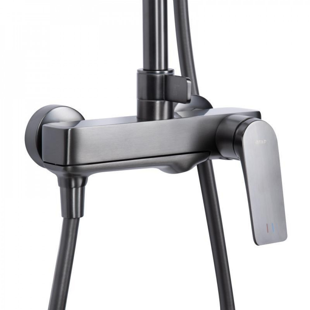 Душова система універсальна Qtap Vlasta New на три споживача (з виливом) QTVLA111GMB45651 Gunmetal Black PVD SD00051775