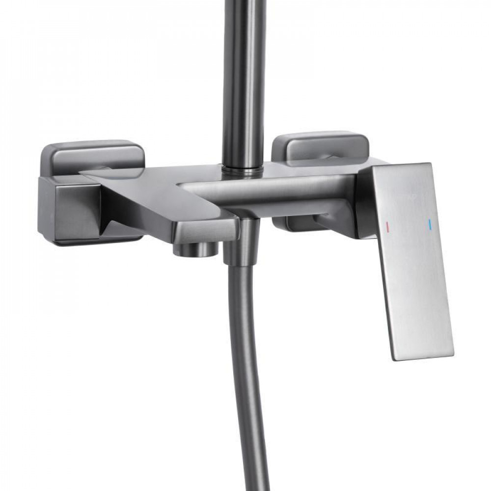 Душова система універсальна Qtap Gemini на три споживача (з виливом) QTGEM111GMB45688 Gunmetal Black PVD SD00051812