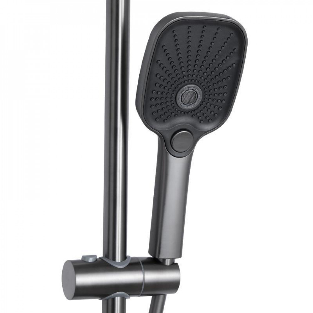Душова система універсальна Qtap Gemini на три споживача (з виливом) QTGEM111GMB45688 Gunmetal Black PVD SD00051812