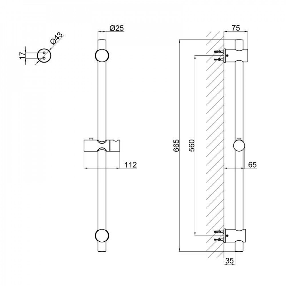 Душова стійка з тримачем універсальна Qtap Lepit 665 мм округла QTLEP82103OB Black Matt SD00047525