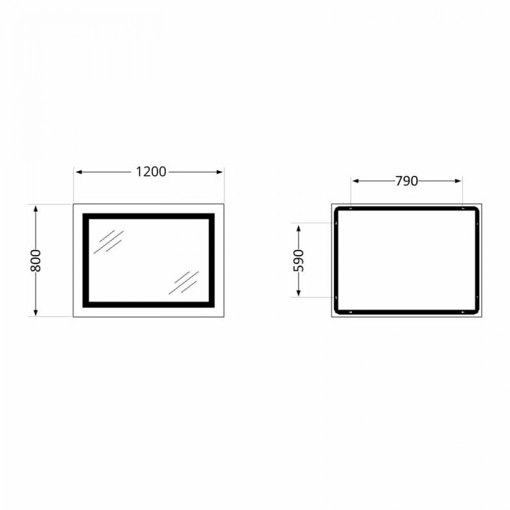 Дзеркало Lidz Kubis (KU1) 1200х800 з LED-підсвічуванням Touch, з антизапотіванням, з димером, рег. яскравості LDKUB120080049008 SD00055132