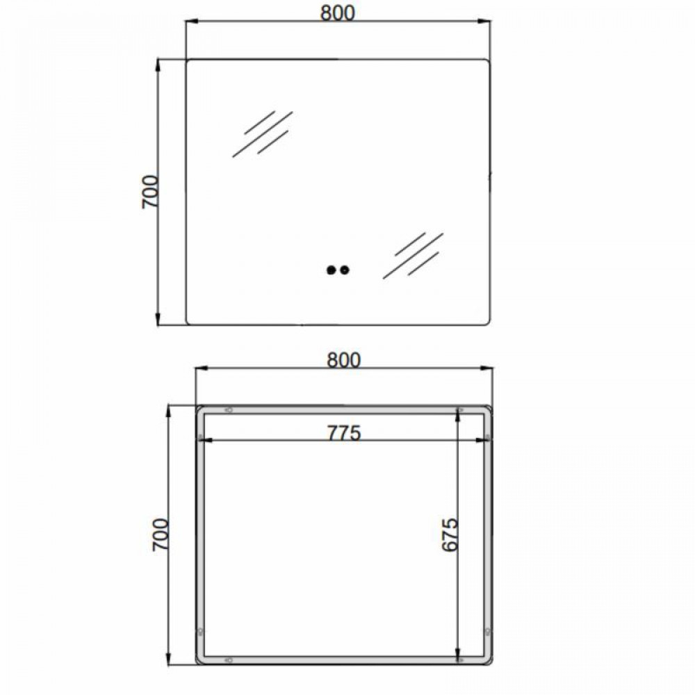 Дзеркало Qtap Taurus (TA2) 800×700 мм з LED-підсвічуванням Touch, з антизапотіванням, з димером, рег. темп. кольору (3000-6500K) SD00055079