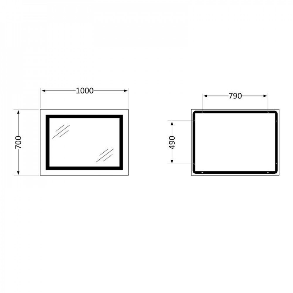 Дзеркало Qtap Cardinal 1000х700 з LED-підсвічуванням Touch, з антизапотіванням, з димером, рег. темп. кольору SD00052326