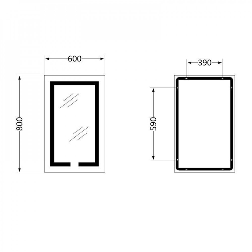 Дзеркало Lidz Kubis 600х800 з LED-підсвічуванням Touch, з антизапотіванням, з димером, рег. яскравості SD00052336