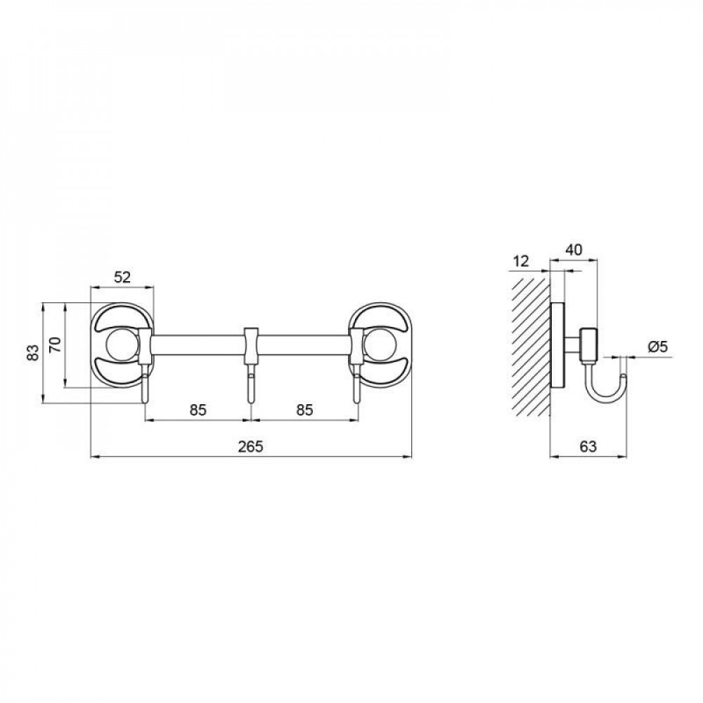 Тримач Lidz Oreo 0803 3 гачка LDORE0803CRM22174 Chrome SD00028271