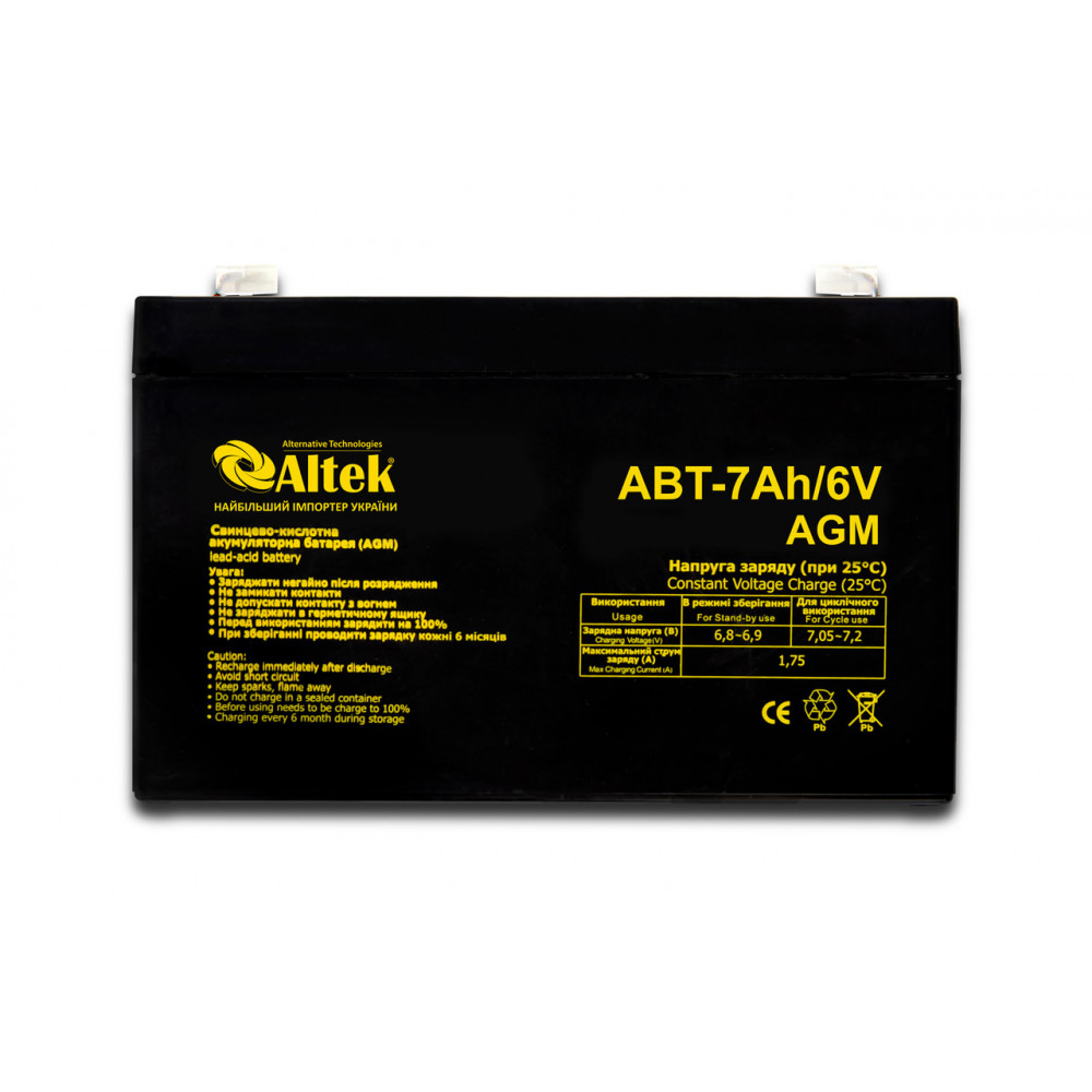 Акумулятор ALTEK ABT 7Ah 6V AGM 2114990