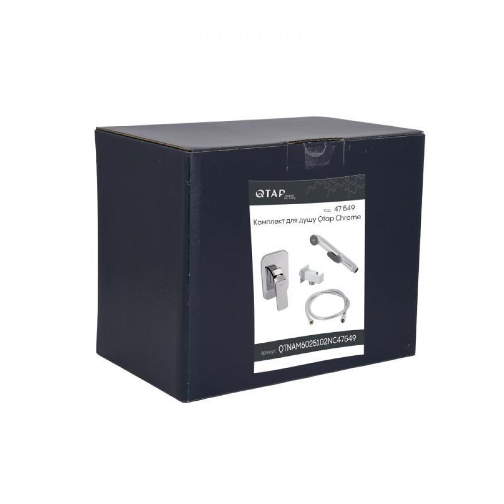 Комплект для душу Qtap Namesti Chrome: Змішувач для душу QTNAM6025102NC + Гігієнічний набір QTSETCRMA021 + Підключення QTCRMBH130 SD00053673