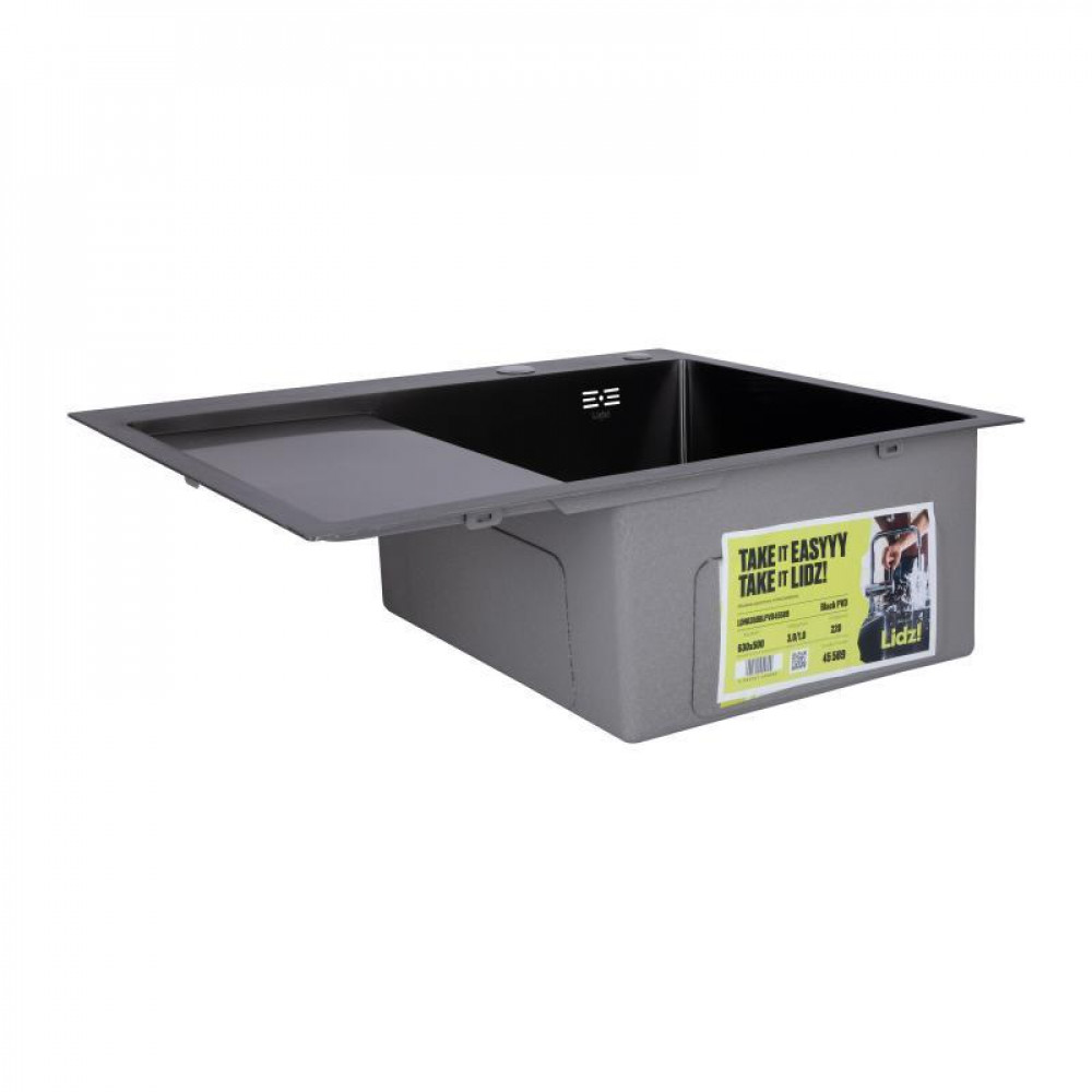 Мийка для кухні інтегрована Lidz Handmade H6350BL крило ліворуч (LDH6350BRUL45589) Brushed Black PVD 3,0/1,0 SD00051713