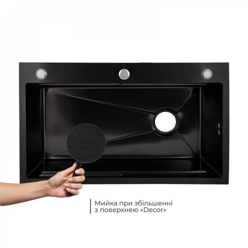 Lidz Handmade H7545B Мийка для кухні інтегрована Decor Black PVD Honeycomb 3,0/1,0 мм LDH7545BDECPVD48373 SD00054497