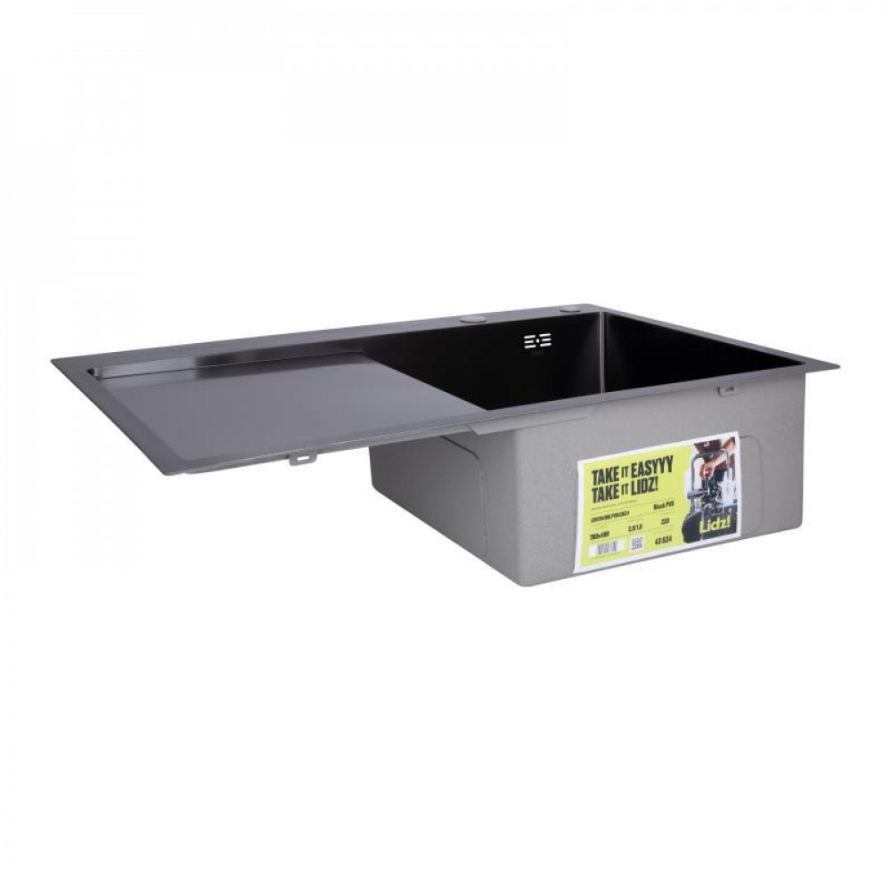 Мийка для кухні інтегрована Lidz Handmade H7849BL крило ліворуч (LDH6545BPVD43623) Brushed Black PVD 3,0/1,0 SD00049748