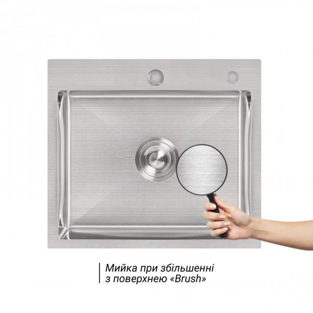 Мийка для кухні інтегрована Lidz Handmade H5045 (LDH5045BRU35383) Brushed Steel 3,0/1,0 мм SD00041487