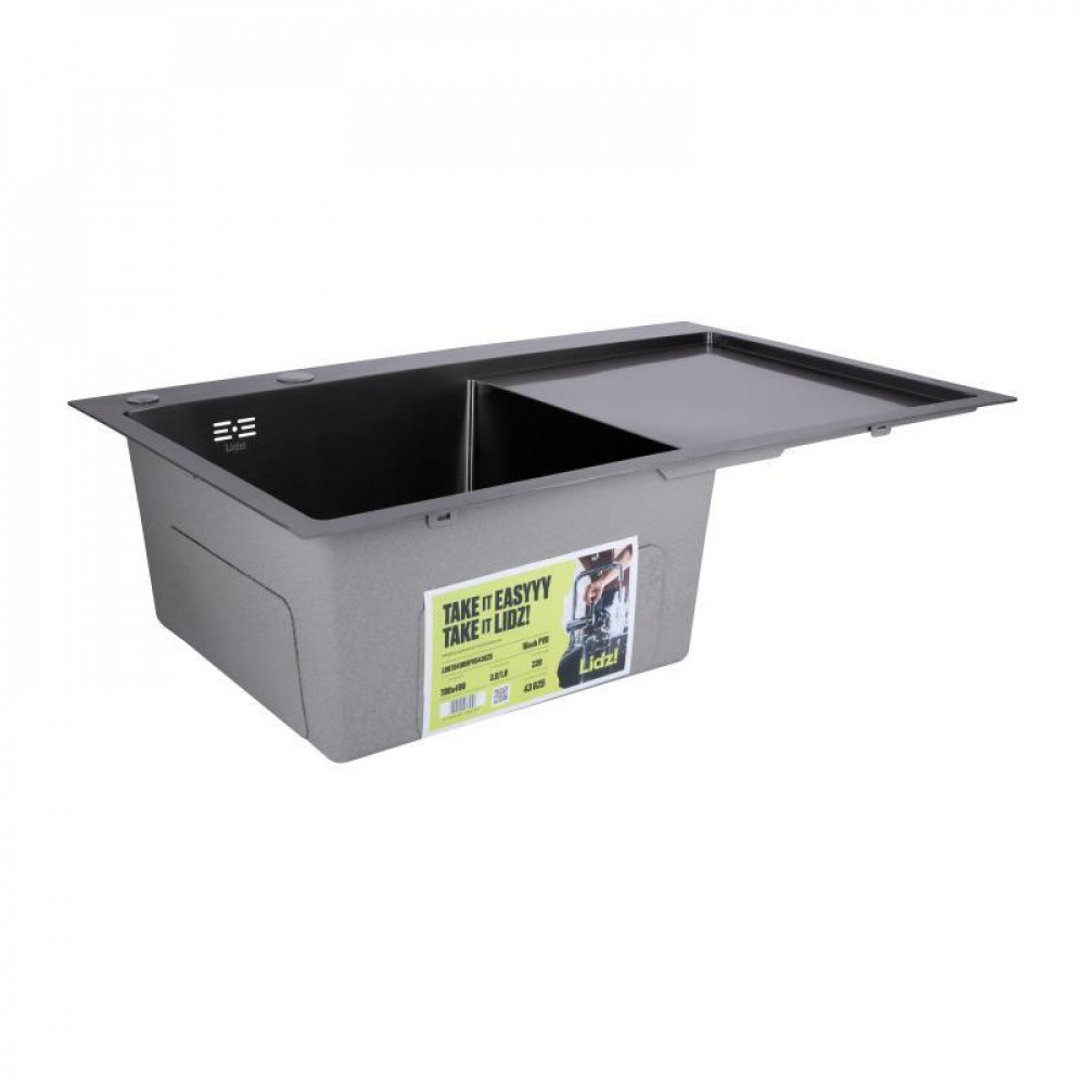 Мийка для кухні інтегрована Lidz Handmade H7849BR крило праворуч (LDH7849BRPVD43625) Brushed Black PVD 3,0/1,0 мм SD00049749