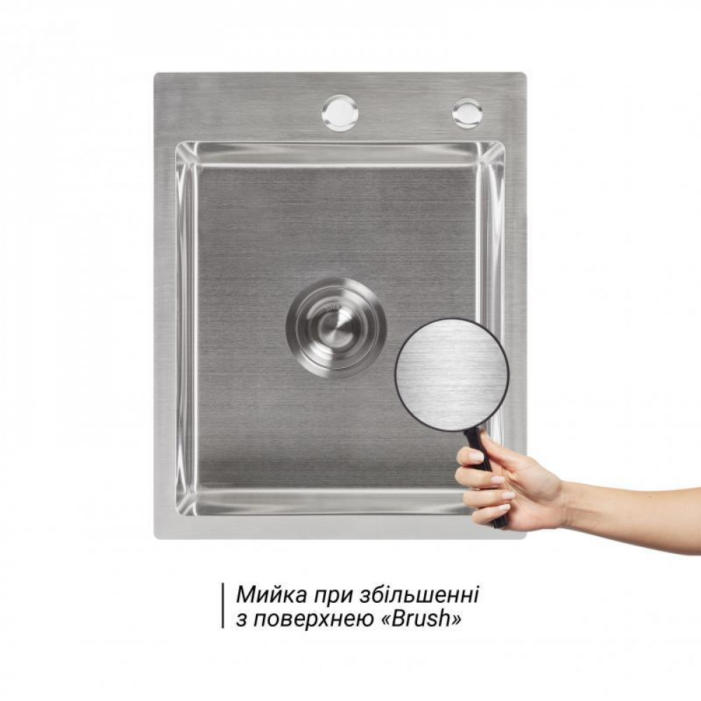 Мийка для кухні інтегрована Lidz Handmade H4050 (LDH4050BRU39258) Brushed Steel 3,0/1,0 мм SD00045362
