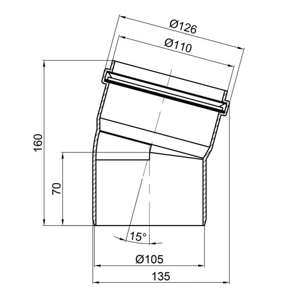 Коліно PPR каналізаційне TA Sewage 110, 15° SD00034412