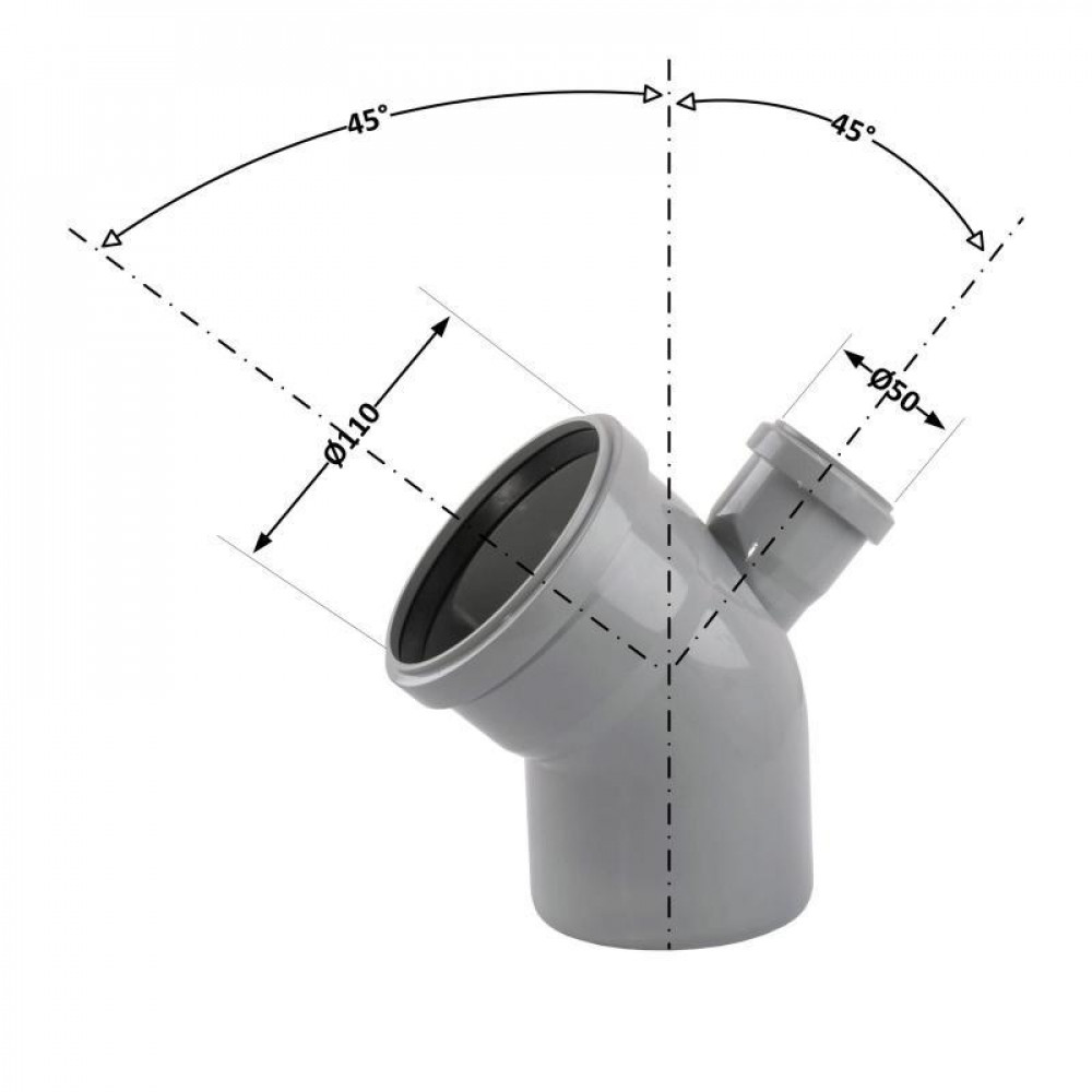 Відвід (коліно) V 110*45+50/90/135 вертикальне TA Sewage SD00051454