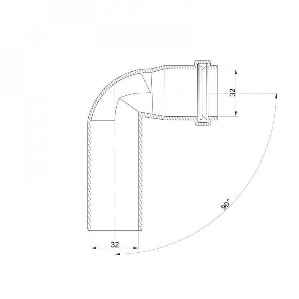 Коліно PPR каналізаційне TA Sewage 32, 90° SD00034572