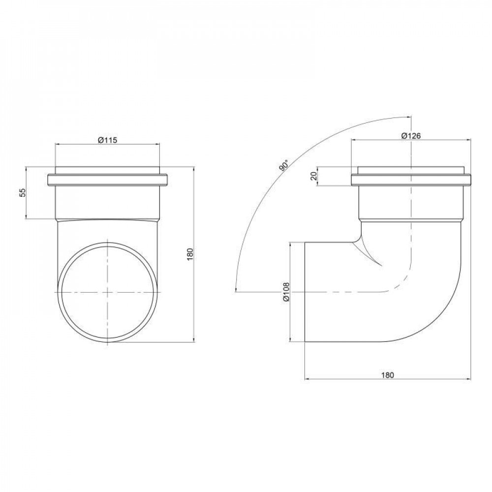 Коліно PPR каналізаційне TA Sewage 110, 90° SD00034422