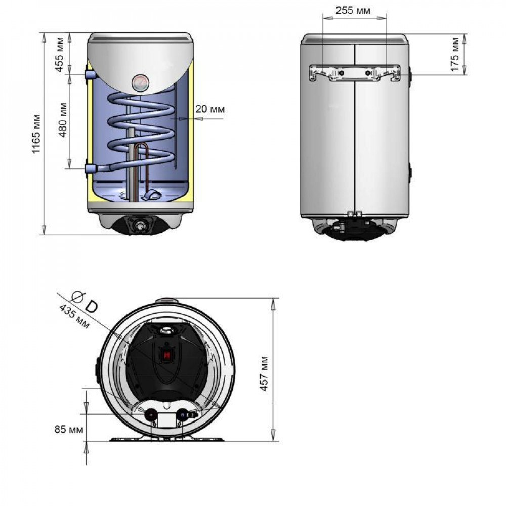Водонагрівач електричний комбінований Thermo Alliance вертикальний 120 л. т.о. 0,30 кв.м правий, мокрий ТЕН 2,0 кВт (CWH 12044 5S SD00051886
