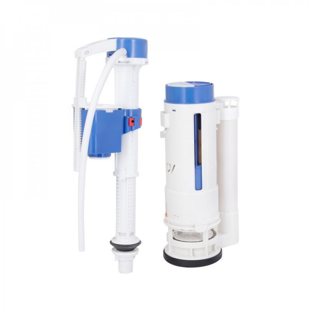 Комплект арматури Qtap WDI для бачка унітаза-моноблок Swan з подвійною круглою кнопкою змиву та клапаном нижньої подачі води, 3/6L SD00053398