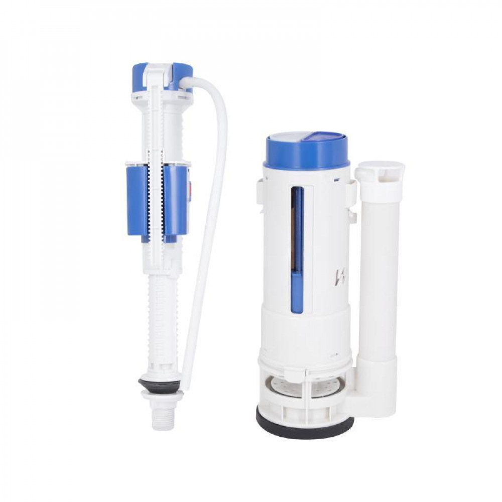 Комплект арматури Qtap WDI для бачка унітаза-моноблок Swan з подвійною круглою кнопкою змиву та клапаном нижньої подачі води, 3/6L SD00053398