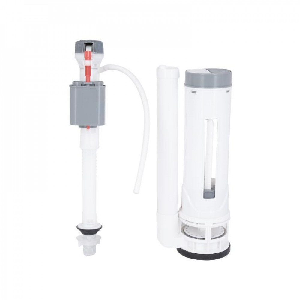 Qtap HY4(Kolibri) комплект арматури для бачка унітаза-моноблок з подвійною круглою кнопкою змиву та клапаном нижньої подачі води, SD00053459