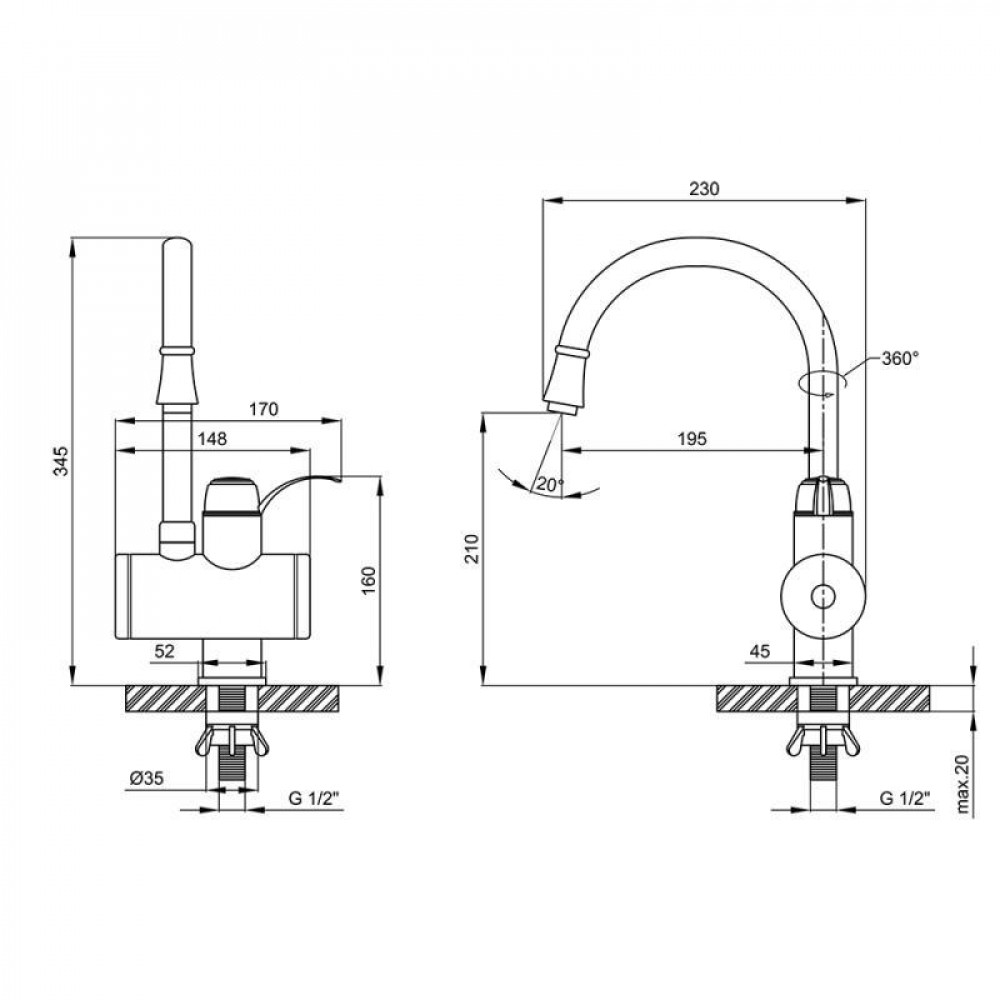Проточний кран-водонагрівач кухонний для кухні Lidz Warm 058 LDWAR058WCR24985 White / Chrome SD00031082