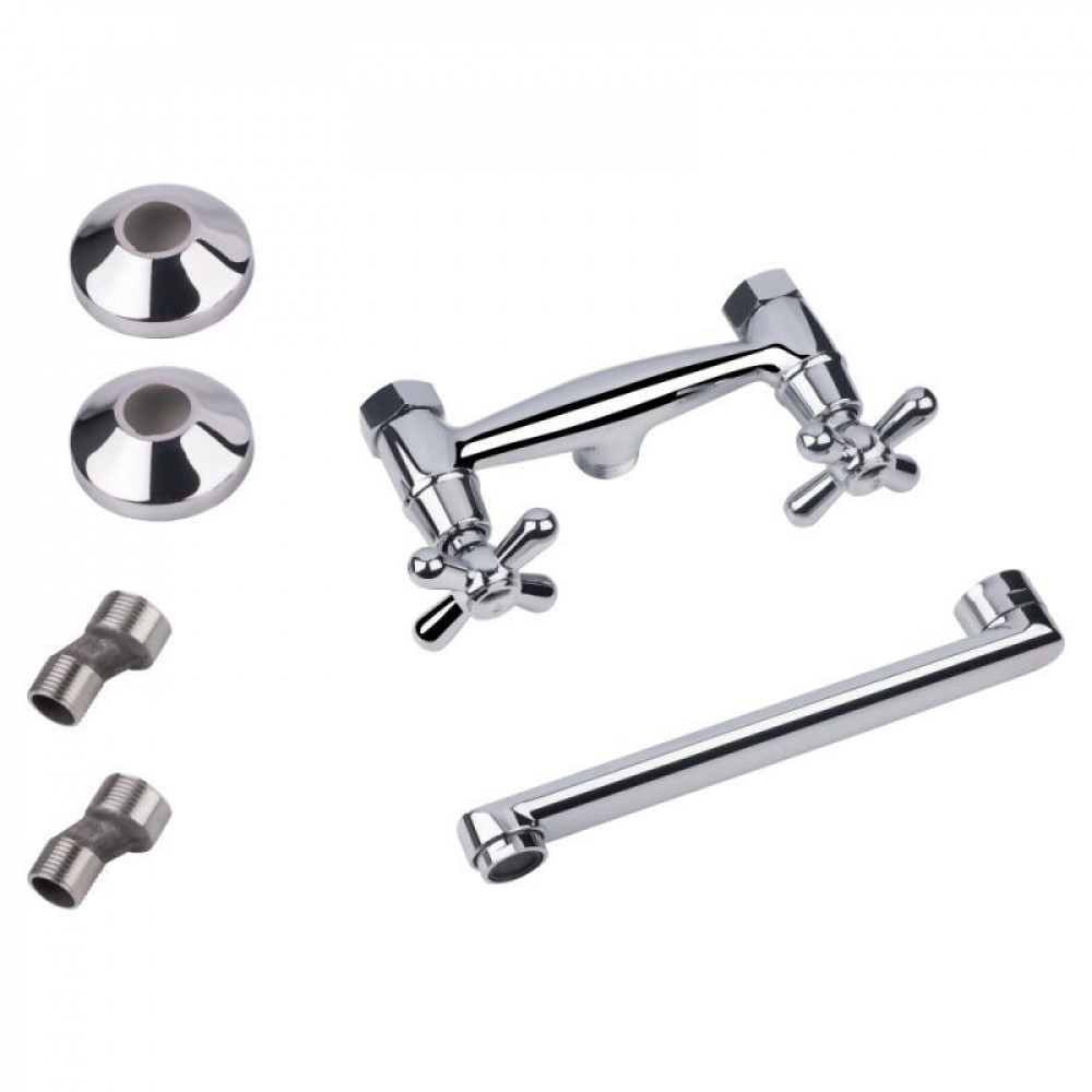 Змішувач для раковини Lidz Dominox 361 настінний з поворотним виливом двохвентильний LDDOM361CRM35542 Chrome SD00041645