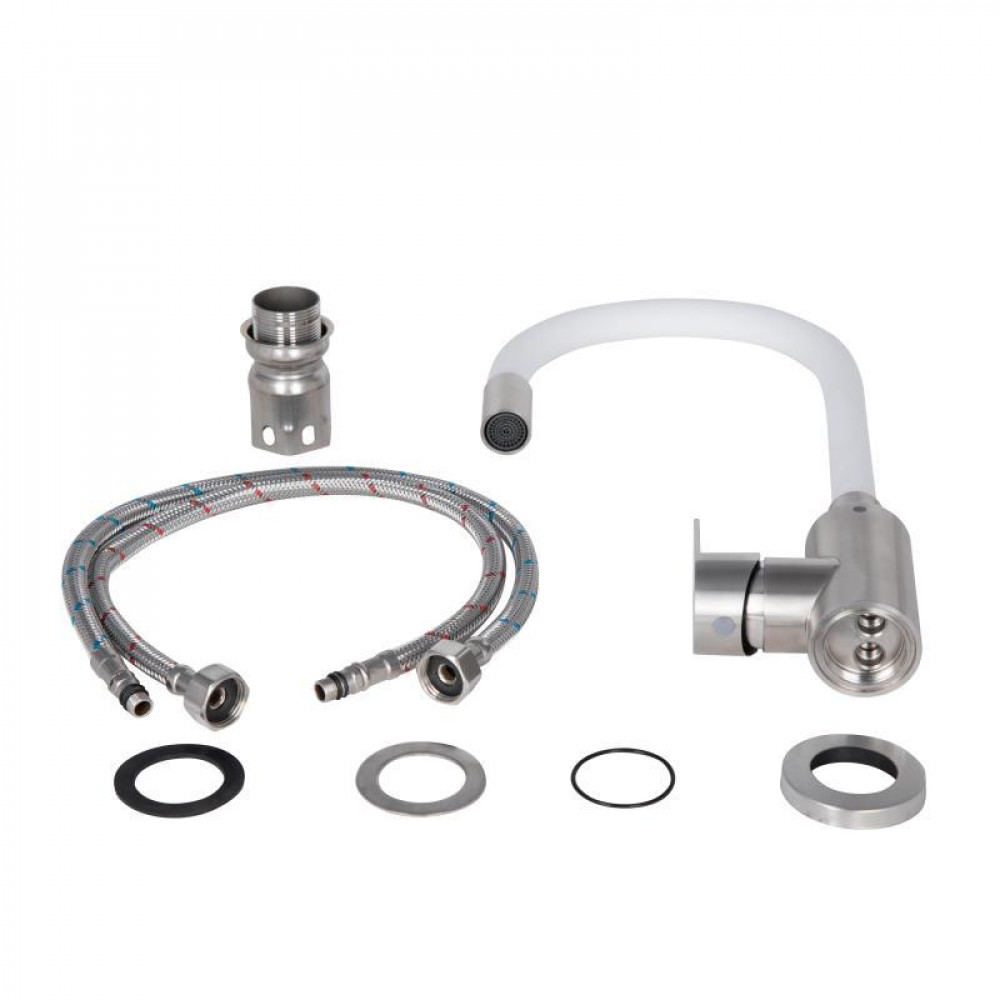 Змішувач для кухні Lidz Vida 015F3 з гнучким виливом (k35) LDVID015F3WHI43357 White SD00049480