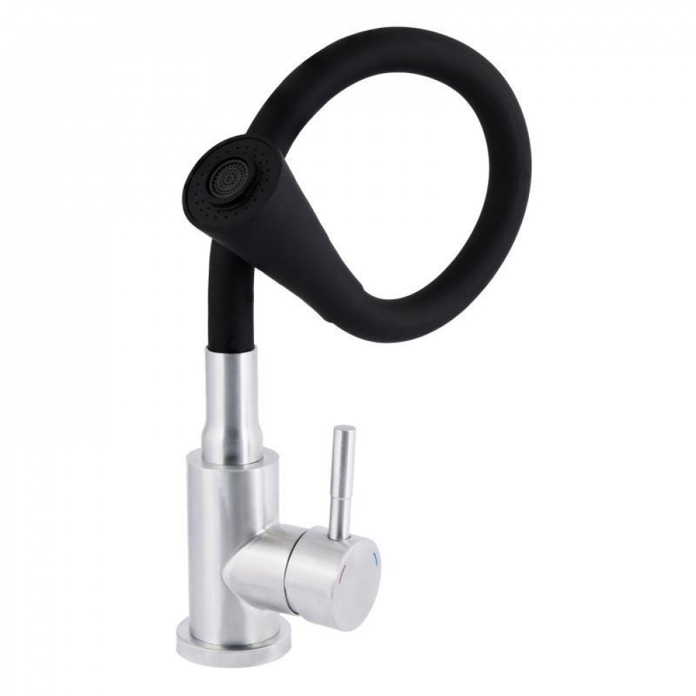 Змішувач для кухні Lidz Aria 015F31 з гнучким виливом (k35) LDARI015F31BNK31872 Black / Nickel SD00037973