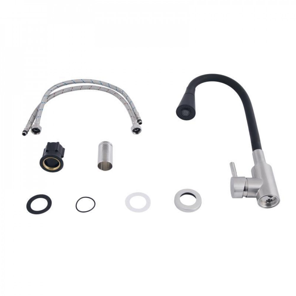 Змішувач для кухні Lidz Aria 015F31 з гнучким виливом (k35) LDARI015F31BNK31872 Black / Nickel SD00037973