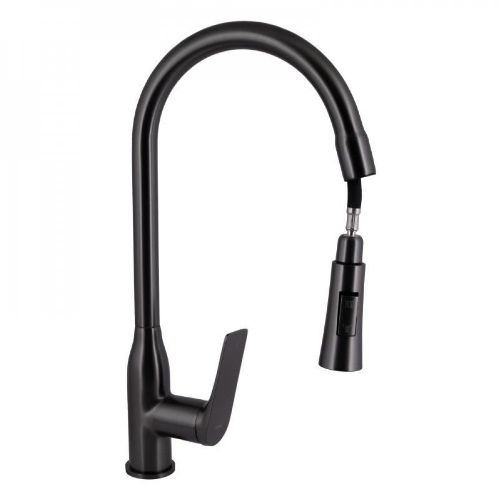 Змішувач для кухні Qtap Vlasta New з висувним виливом QTVLA344GMB45647 Gunmetal Black PVD SD00051771