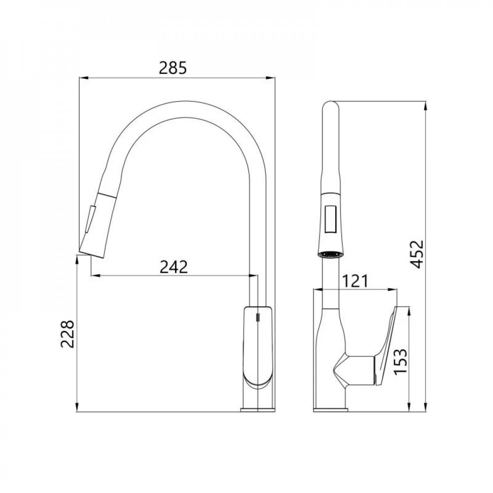 Змішувач для кухні Qtap Vlasta New з висувним виливом QTVLA344GMB45647 Gunmetal Black PVD SD00051771
