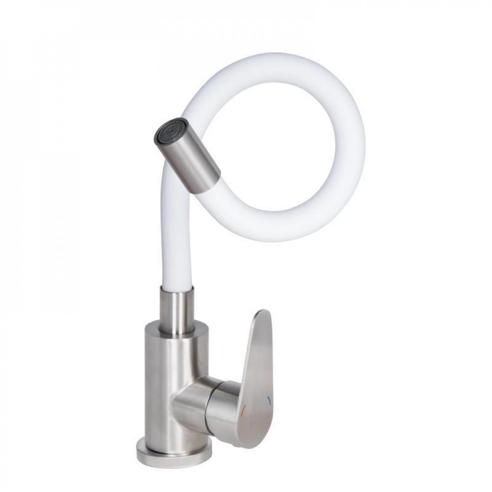 Змішувач для кухні Lidz Vida 015F3 з гнучким виливом (k35) LDVID015F3WHI43357 White SD00049480
