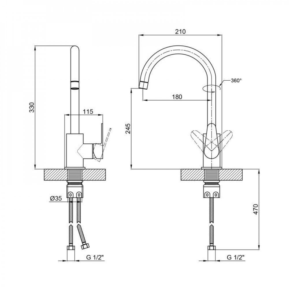 Змішувач для кухні Lidz Vida 015F (k35) LDVID015FNKS43355 Nickel SD00049478