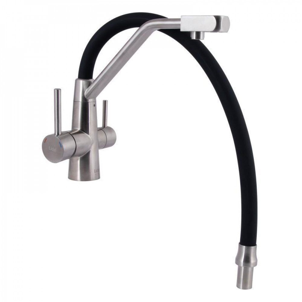 Змішувач для кухні Lidz Aria 020F3 з гнучким виливом з підключенням для питної води (k35) LDARI020F3BNK37647 SD00043750