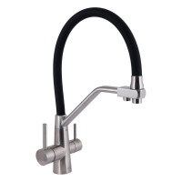 Змішувач для кухні Lidz Aria 020F3 з гнучким виливом з підключенням для питної води (k35) LDARI020F3BNK37647