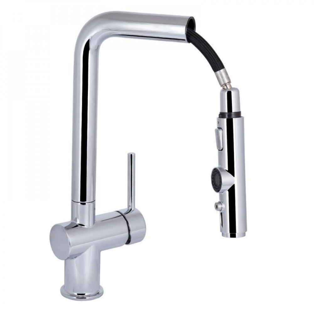 Смеситель для кухни Qtap Rozcesti с выдвижным изливом с подключением для питьевой воды QTROZ367CRM45941 Chrome SD00052065