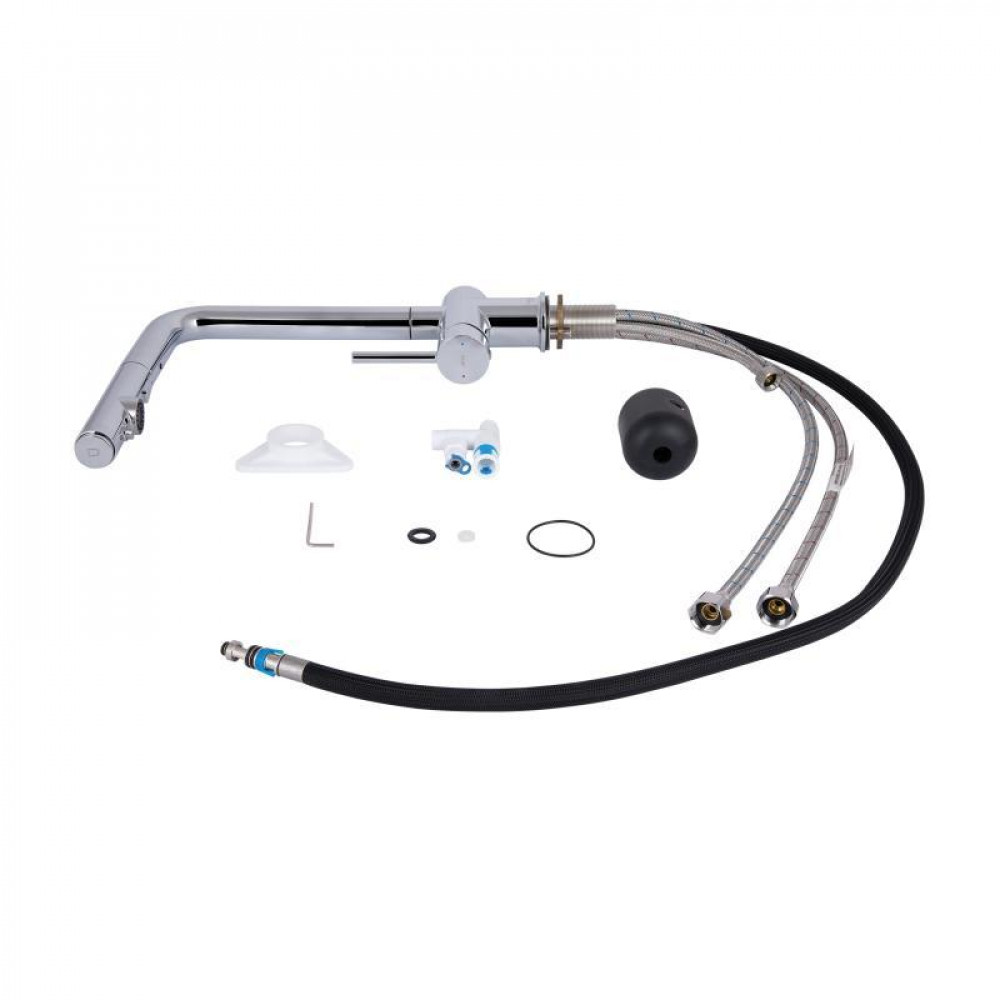 Смеситель для кухни Qtap Rozcesti с выдвижным изливом с подключением для питьевой воды QTROZ367CRM45941 Chrome SD00052065