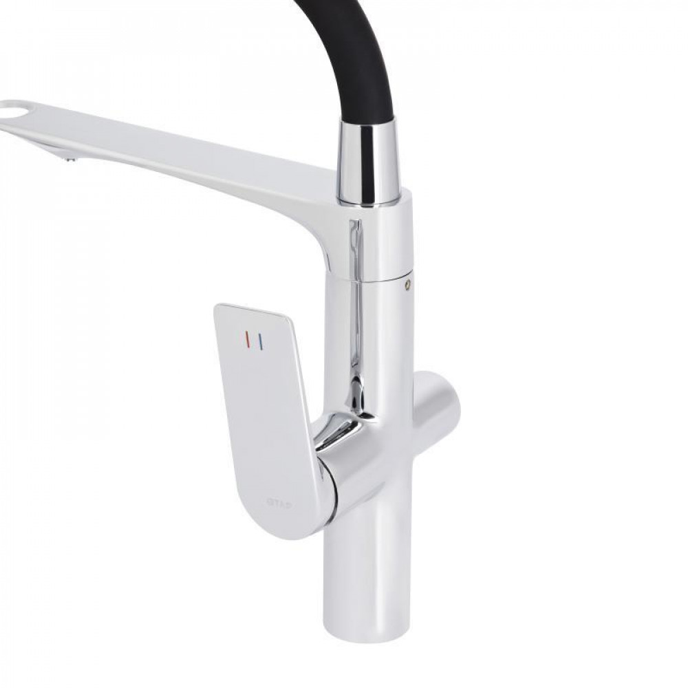 Змішувач для кухні Qtap Vlasta New з гнучким виливом з підключенням для питної води QTVLA364CRM45648 Chrome SD00051772